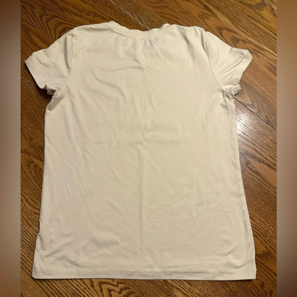 Black Cat Graphic T-Shirt Beige Short Sleeve Size Small